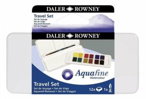 Daler Rowney Aquafine Seyahat Seti 12li Yarım Boy Plastik Kutu