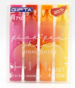 Gıpta Fosforlu Kalem Pickpen Shine 4 Lü Set Canlı Renk No: F1710