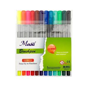 Masis Brushpen, Fırça Uç, ve Fineliner, 12li Masis Brushpen, Fırça Uç, ve Fineliner, 12li