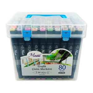 Masis Grafik Çizim Marker set İki Uçlu, 80li Şeffaf PP Kutu Masis Grafik Çizim Marker set İki Uçlu, 80li Şeffaf PP Kutu