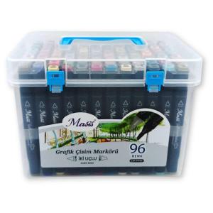 Masis Grafik Çizim Marker set İki Uçlu, 96lı Şeffaf PP Kutu Masis Grafik Çizim Marker set İki Uçlu, 96lı Şeffaf PP Kutu