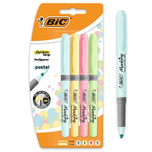 BİC HİGHLİGHTER GRİP PASTEL 4LÜ