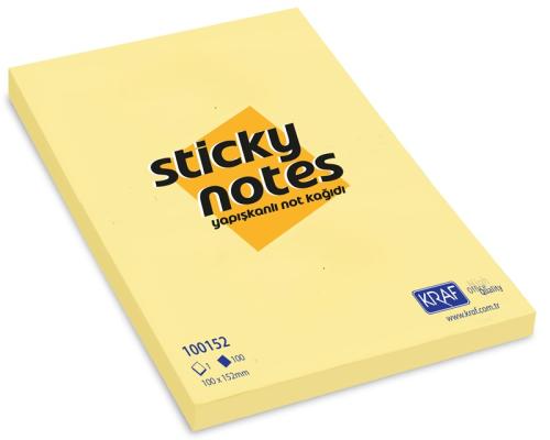 Kraf Yapışkanlı Not Kağıdı 100x152 SARI DÜZ 100152
