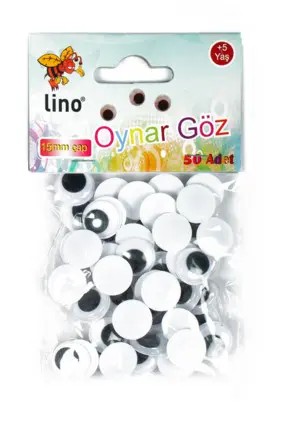 LİNO Oynar Göz Karışık Siyah Beyaz 50 Li Paket