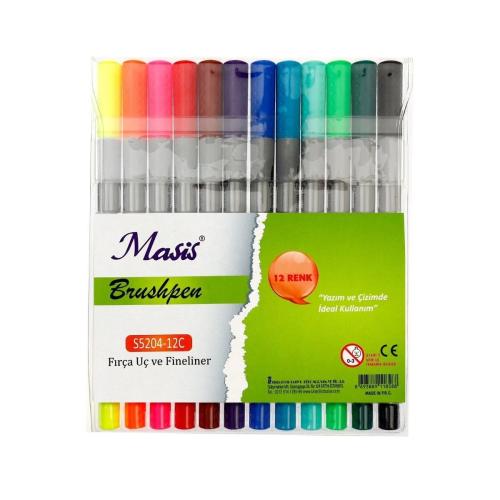 Masis Brushpen, Fırça Uç, ve Fineliner, 12li