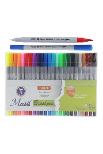 Masis Brushpen, Fırça Uç, ve Fineliner, 24 Renk PVC