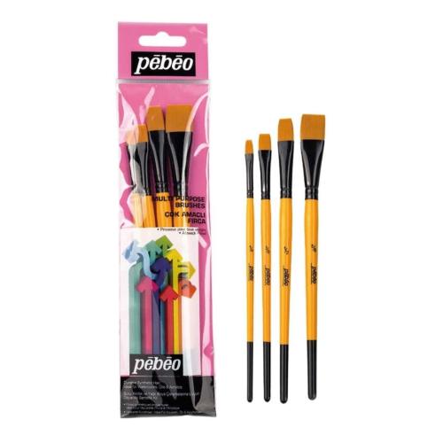Pebeo 4'LÜ FIRÇA SETİ--Set-10 DÜZ KESİK NO: 1/4, 3/8, 1/2, 5/8