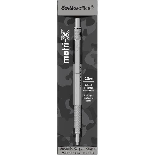 SCRIKSS OFFICE VERSATİL KALEM MATRI-X 0.5 ŞEFFAF AMBALAJ AÇIK GRİ
