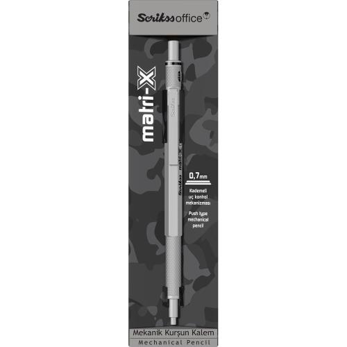 SCRIKSS OFFICE VERSATİL KALEM MATRI-X 0.7 ŞEFFAF AMBALAJ AÇIK GRİ