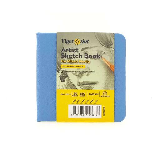Tigertint Eskiz Defteri Sert Kapak 140gr. 12x12cm 80yp. Gök Mavi N:100