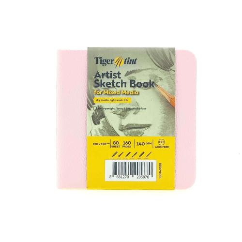 Tigertint Eskiz Defteri Sert Kapak 140gr. 12x12cm 80yp. Şeker Pembe N: